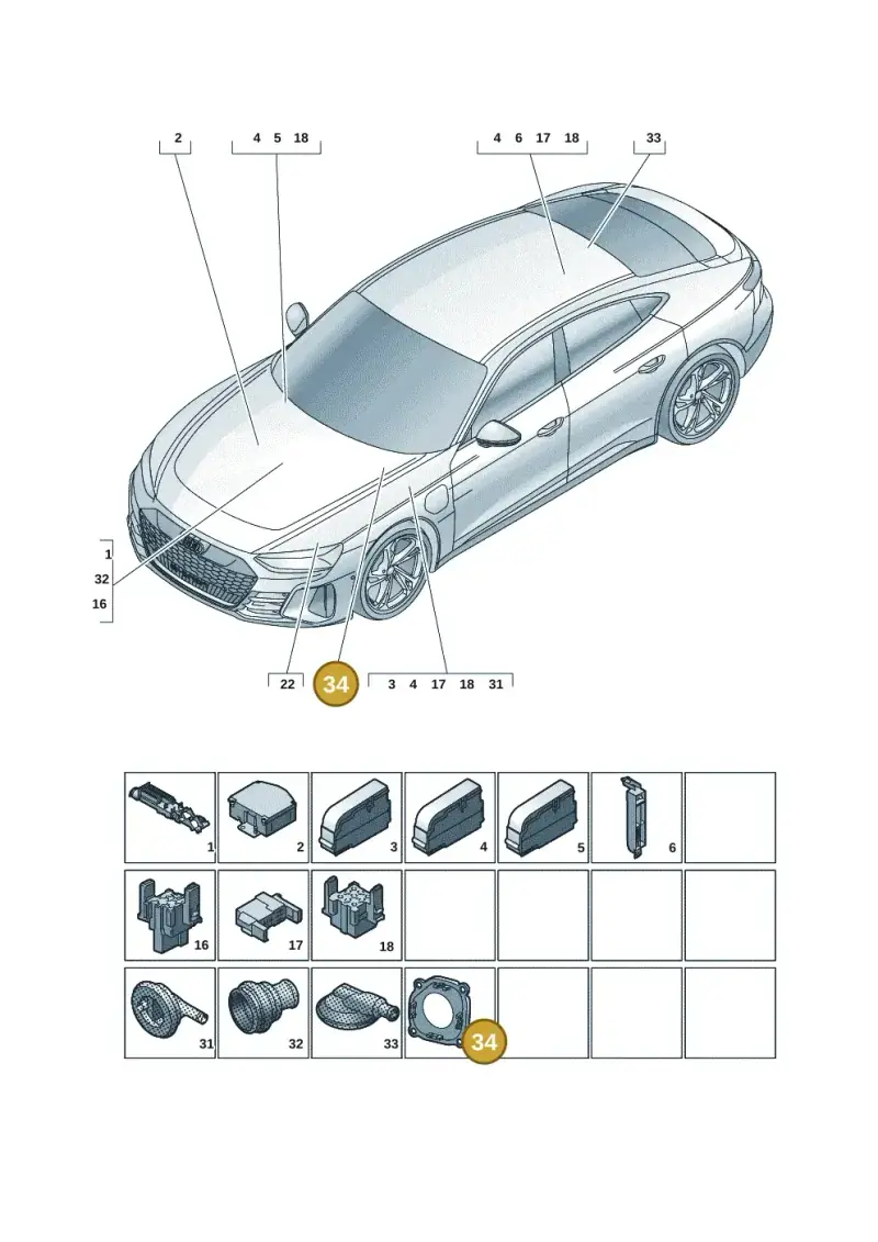 9J1937574 — Audi RS e-tron GT (2020-2025) diagram 4j1971810, position 34