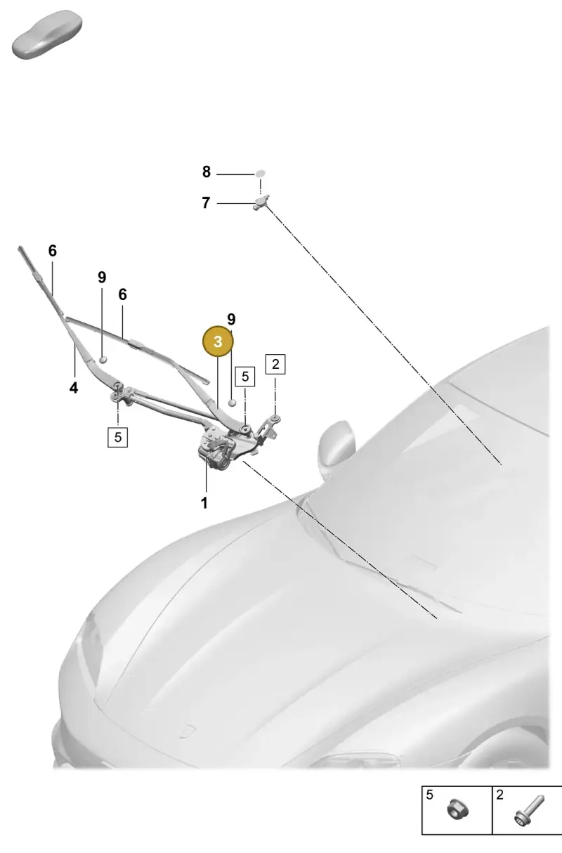 9J1955409A — Porsche Taycan Sport Turismo (2023-2025) diagram p64906000, position 3