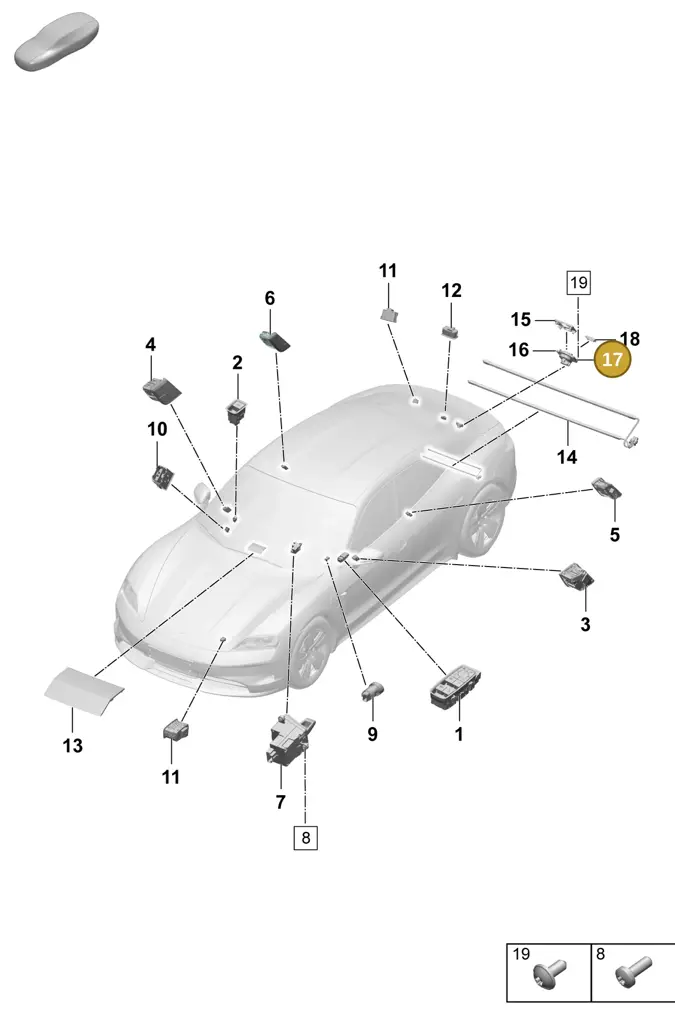 9J1959539B — Porsche Taycan Sport Turismo (2023-2025) diagram p64905400, position 17