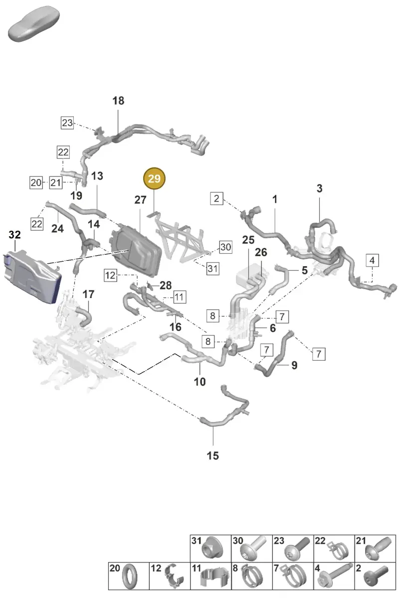 9J1963285 — Porsche Taycan Sport Turismo (2019-2024) diagram p56155060, position 29