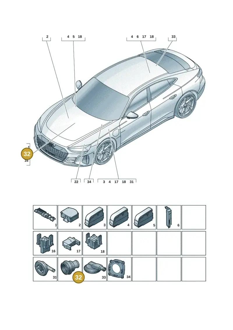 9J1971841 — Audi RS e-tron GT (2020-2025) diagram 4j1971810, position 32