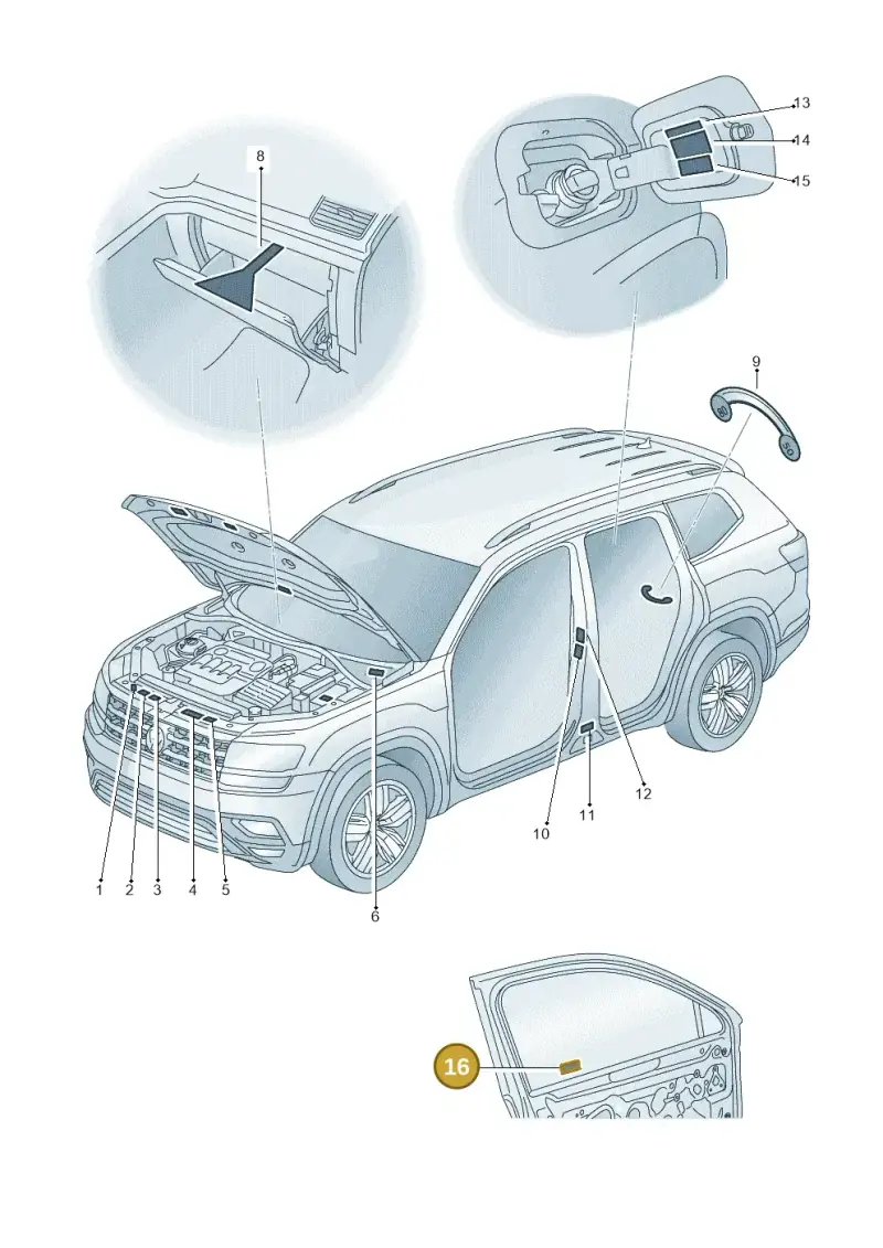 9Y0010539 — Volkswagen Atlas Cross Sport (2019-2023) diagram 829010000, position 16