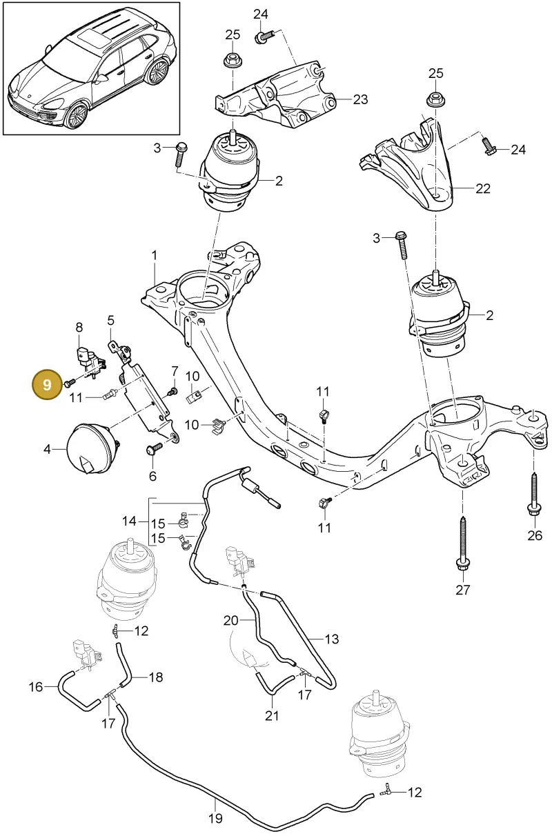 N01020717 — Porsche Cayenne (2010-2018) diagram p37109050, position 9