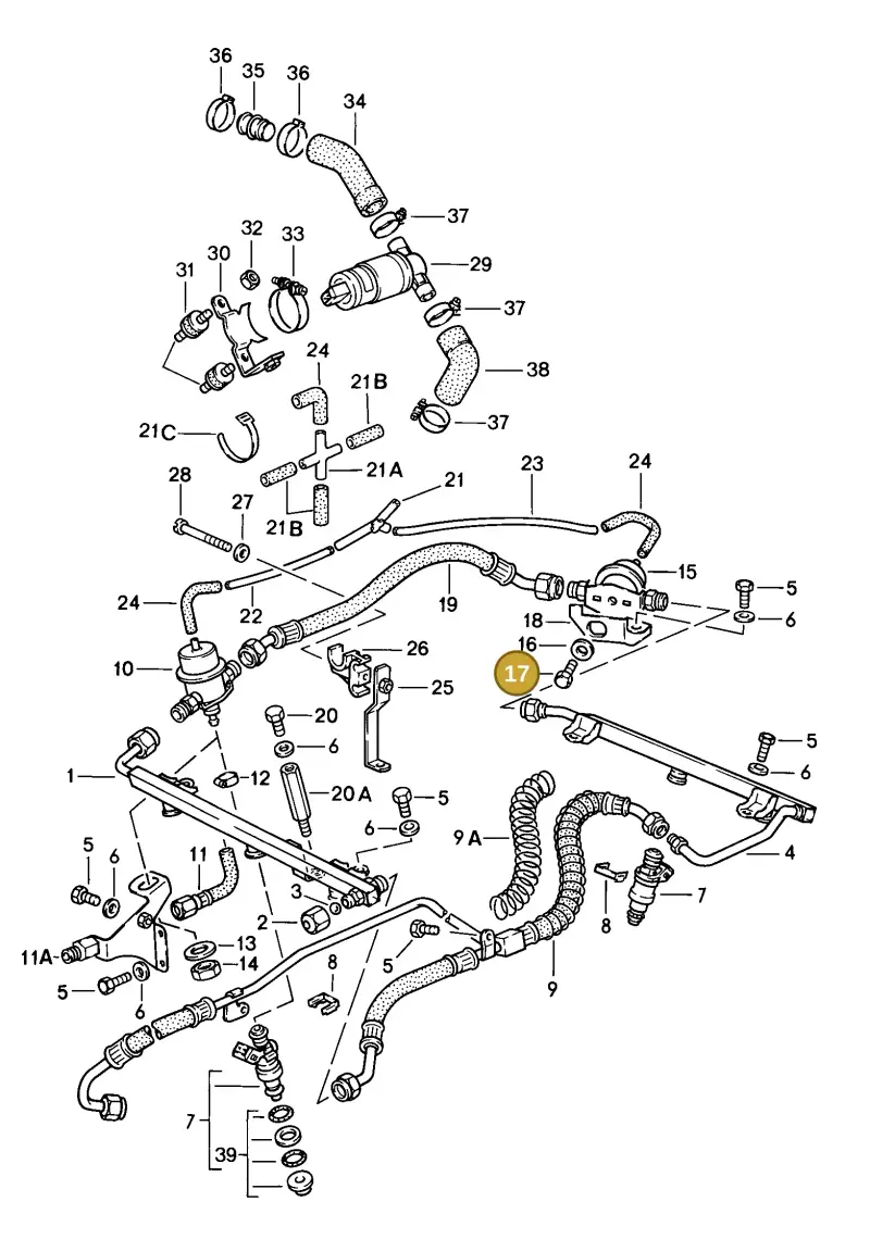 N0102353 — Porsche Carrera Cabrio (1983-1986) diagram p07107005, position 17