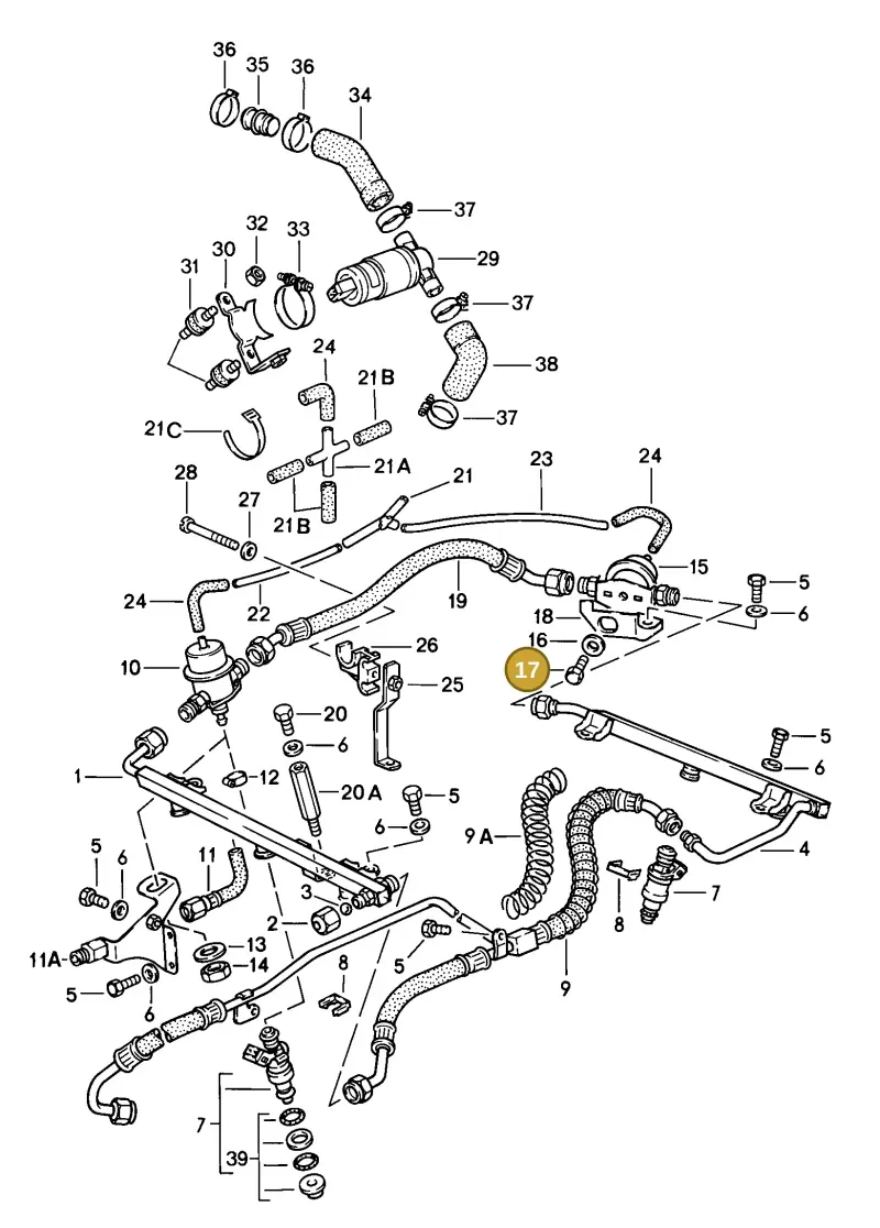 N0102353 — Porsche Carrera Cabrio (1986-1989) diagram p12107005, position 17