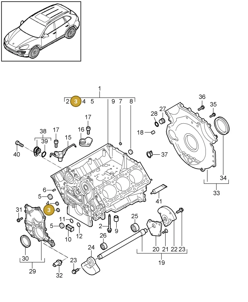 N0119034 — Porsche Cayenne (2010-2018) diagram p37101060, position 3