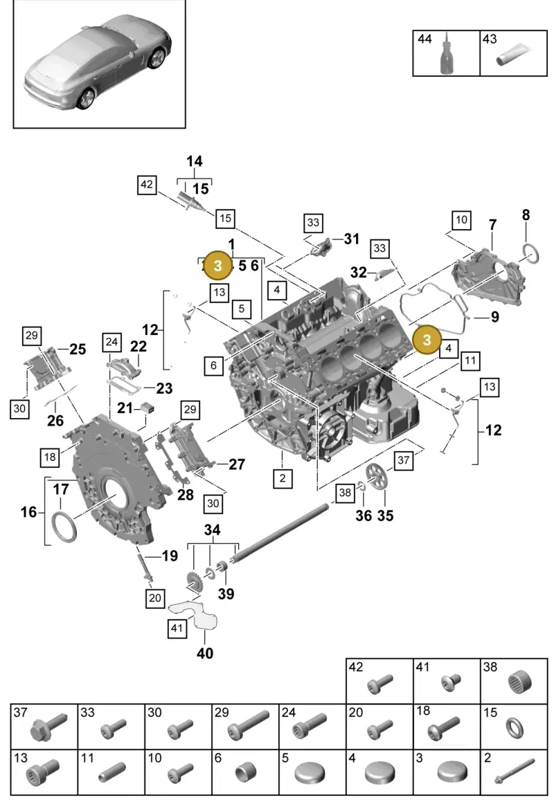 N0119034 — Porsche Panamera 4 Hybrid (2016-2020) diagram p49101050, position 3