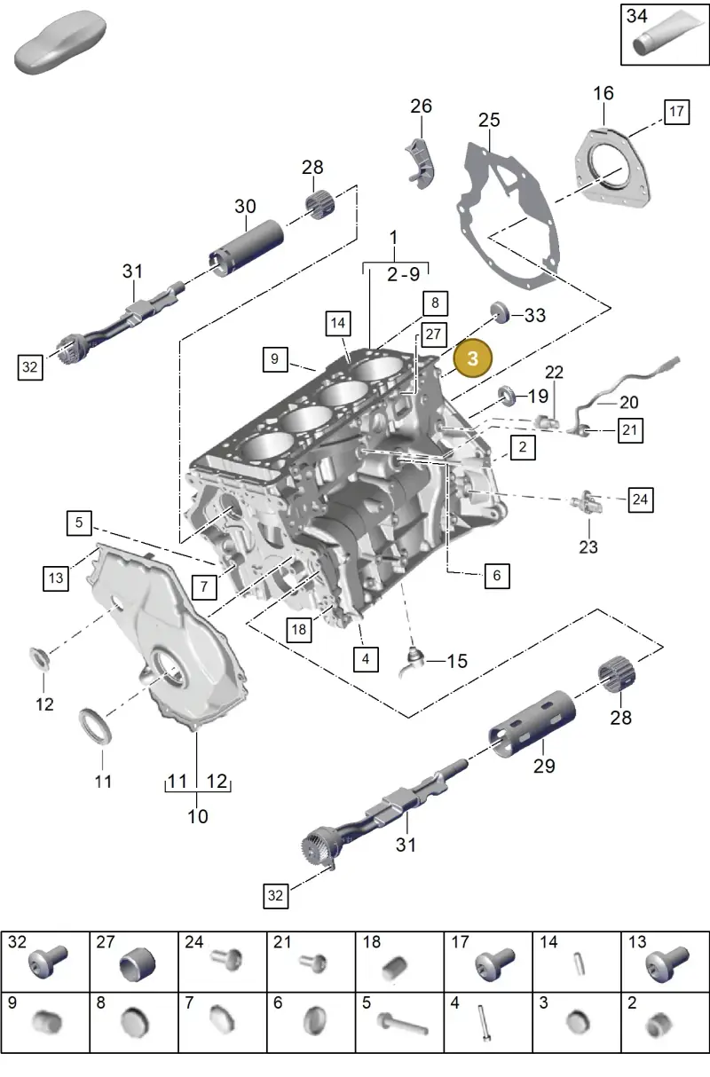 N0119078 — Porsche Cayenne Hybrid Coupe (2023-) diagram p60101100, position 3