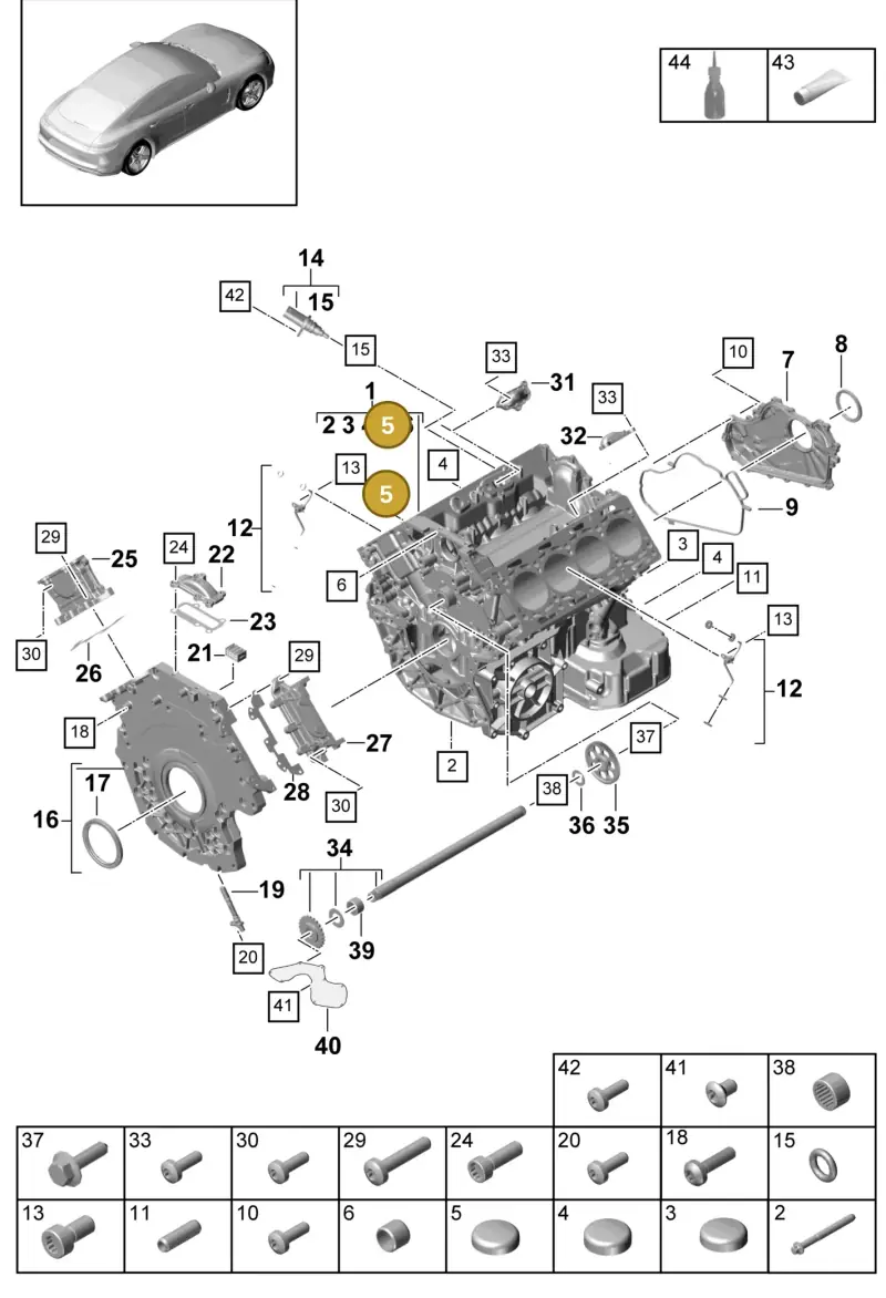 N0119149 — Porsche Panamera 4 Hybrid (2016-2020) diagram p49101050, position 5