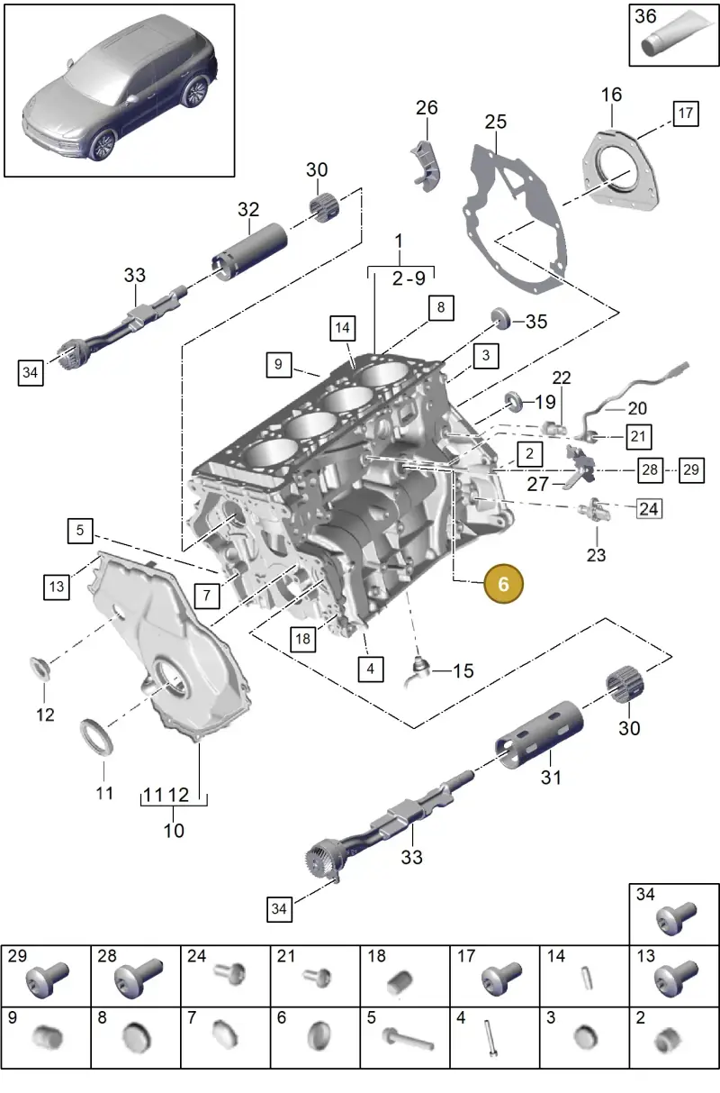 N0119194 — Porsche Cayenne Diesel V6 (2017-2023) diagram p51101060, position 6
