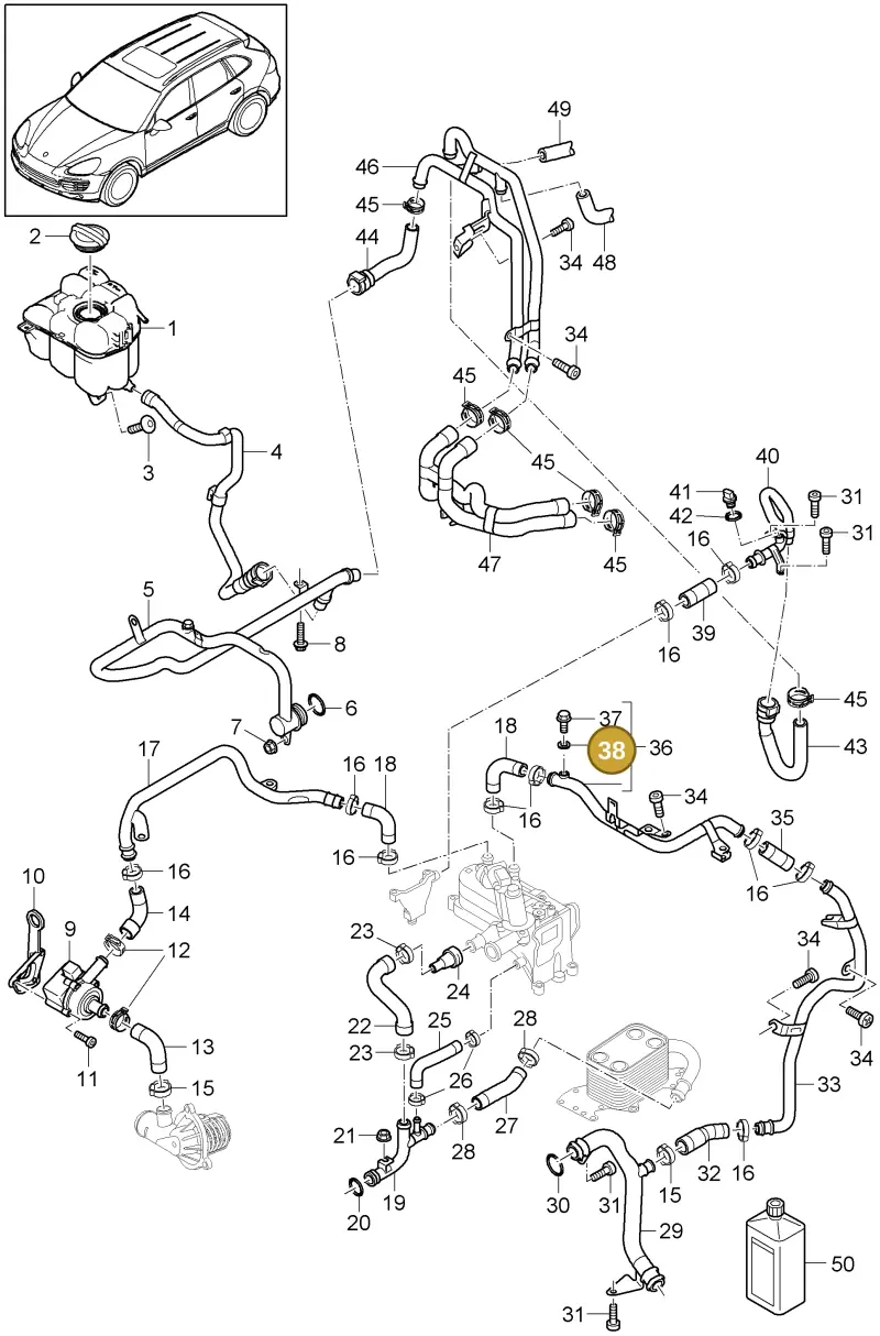 N0138042 — Porsche Cayenne (2010-2018) diagram p37105045, position 38