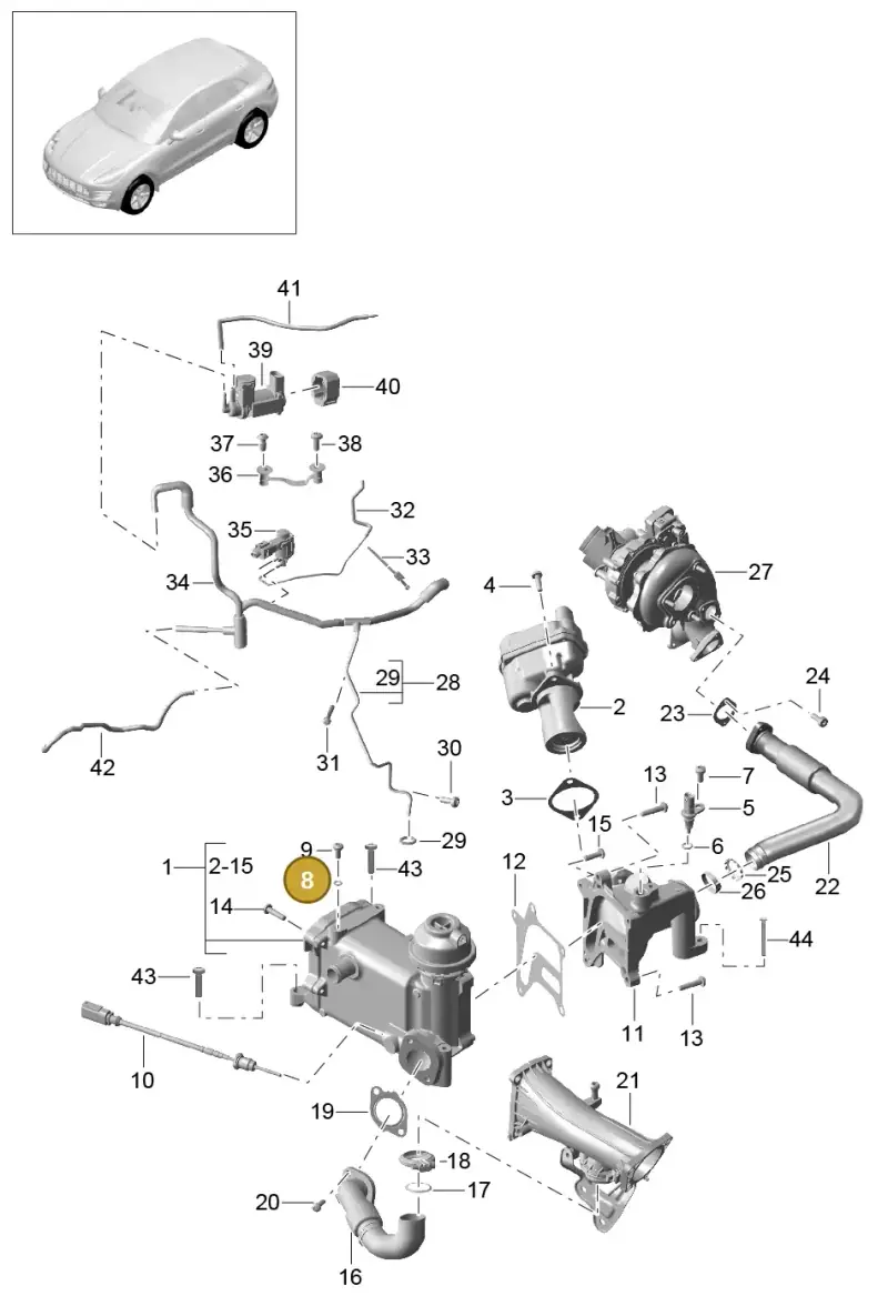 N0138042 — Porsche Macan GTS (2013-2018) diagram p44108030, position 8