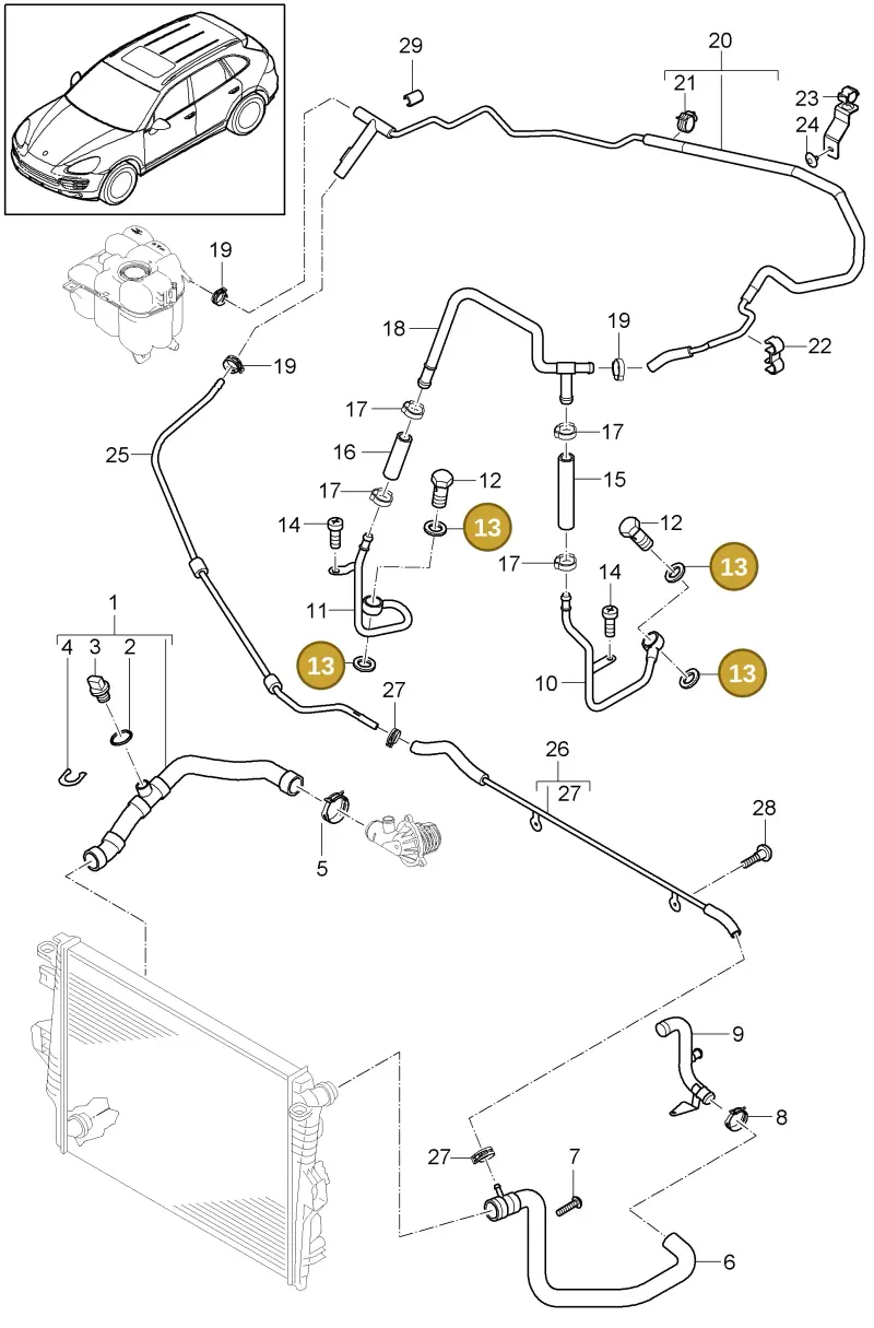 N0138076 — Porsche Cayenne (2010-2018) diagram p37105050, position 13