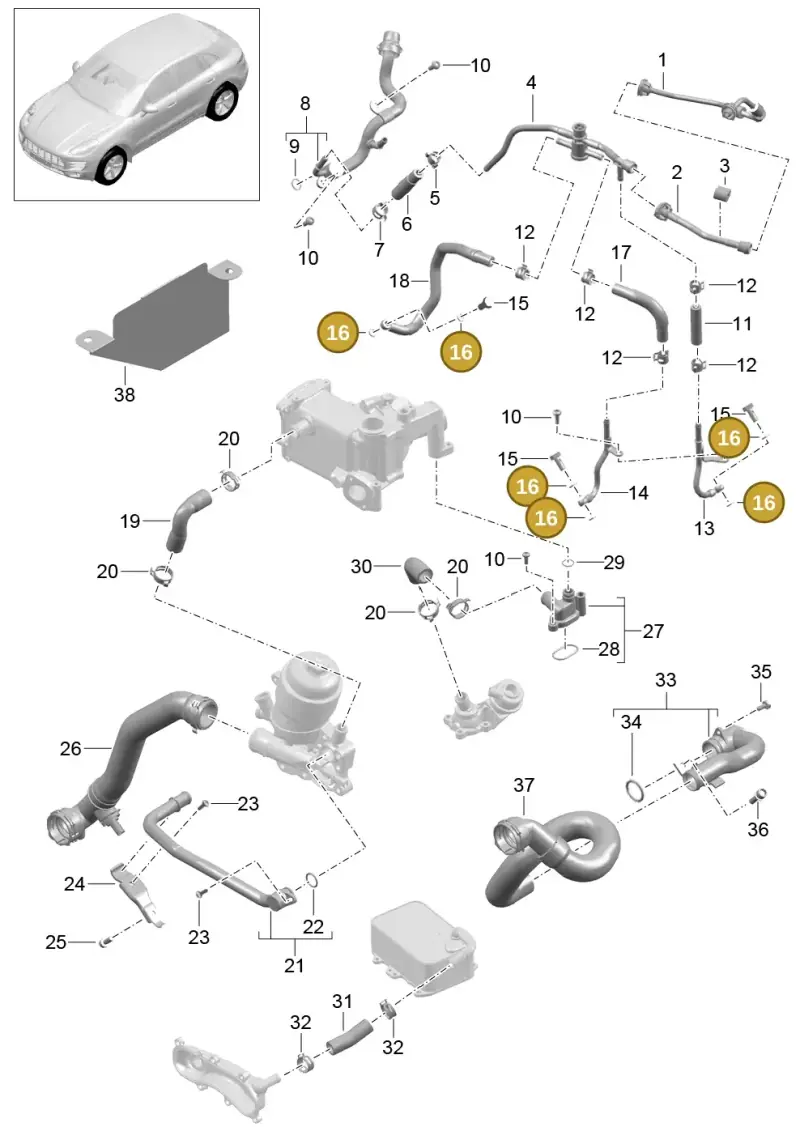 N0138076 — Porsche Macan GTS (2013-2018) diagram p44105070, position 16