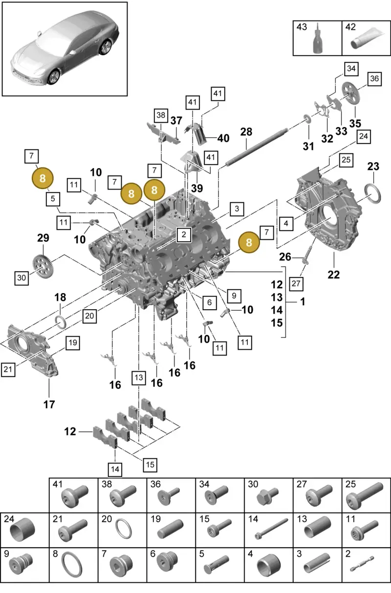N0138272 — Porsche Panamera 4 Hybrid (2016-2020) diagram p49101040, position 8