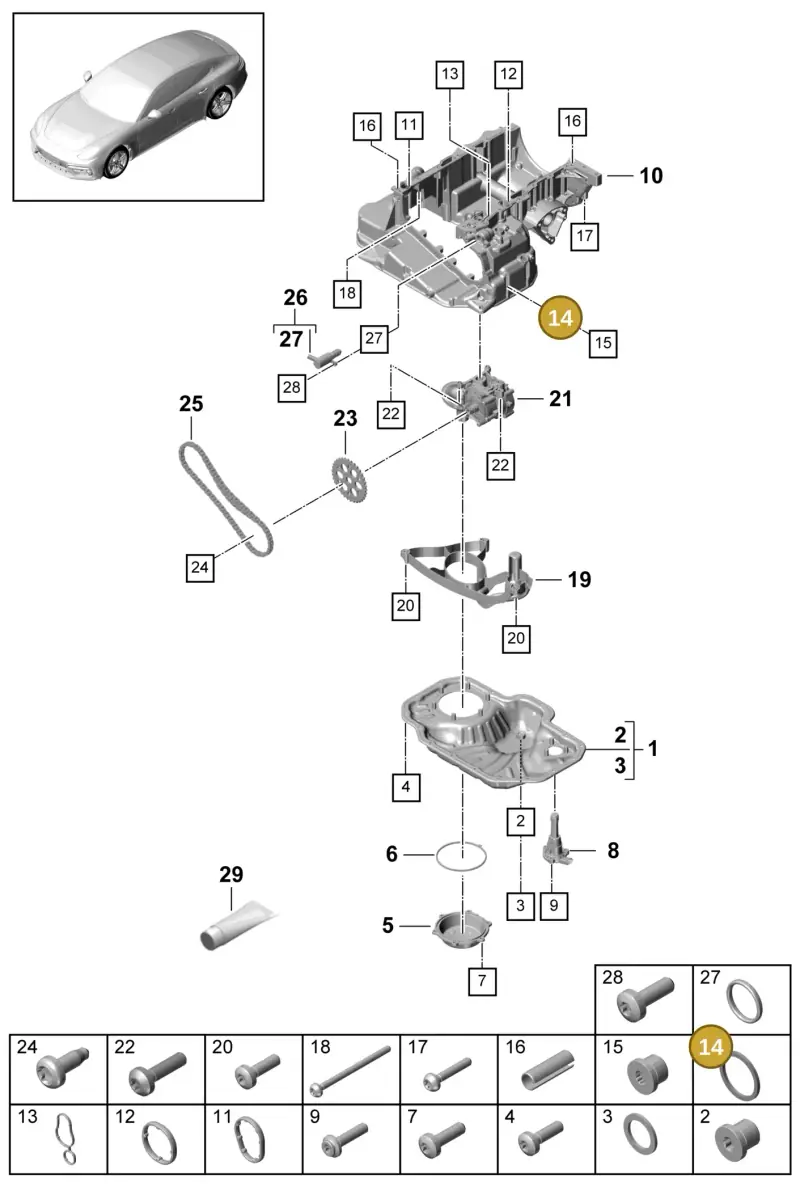 N0138326 — Porsche Panamera 4 Hybrid (2016-2020) diagram p49104030, position 14