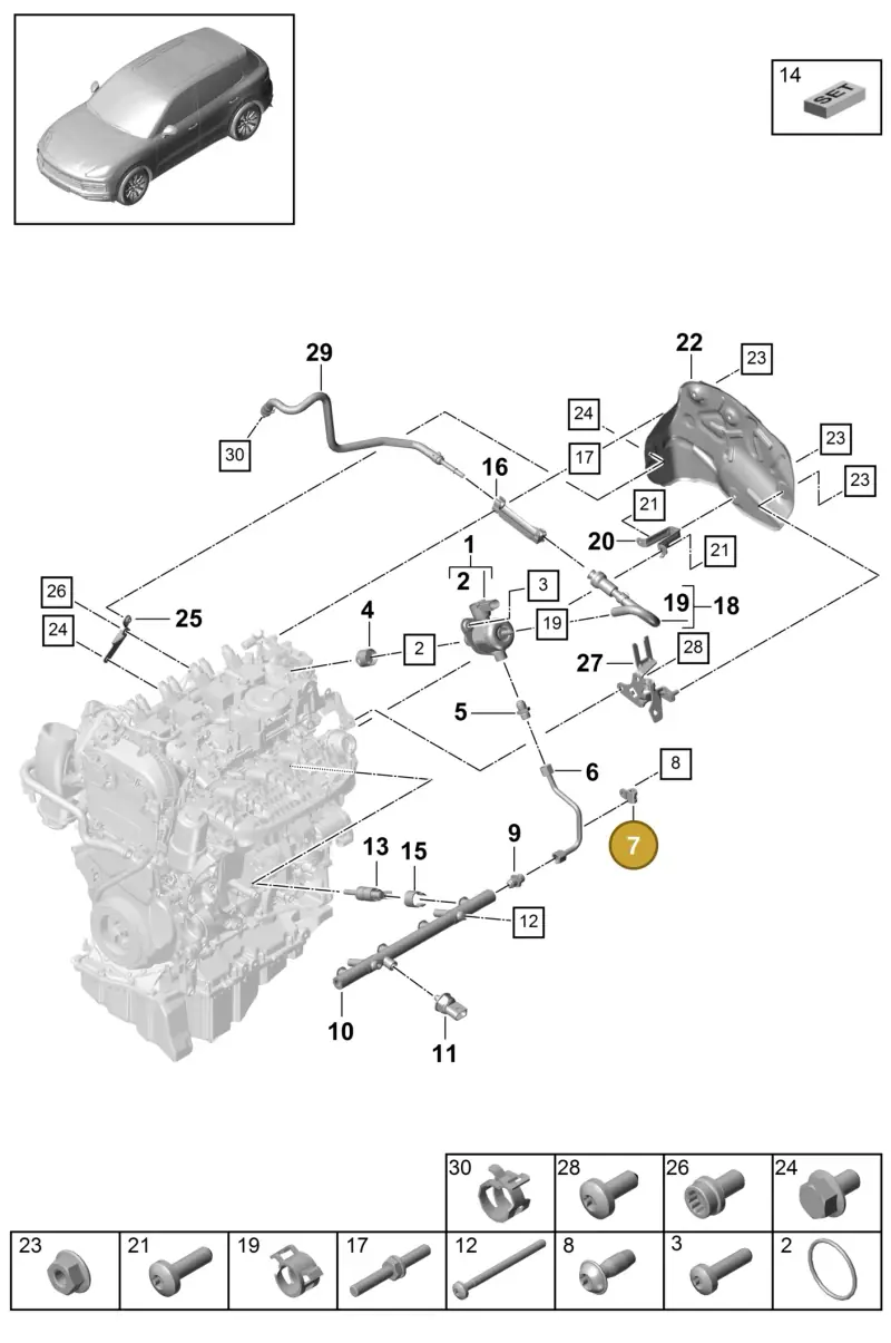 N0206098 — Porsche Cayenne Diesel V6 (2017-2023) diagram p51107010, position 7