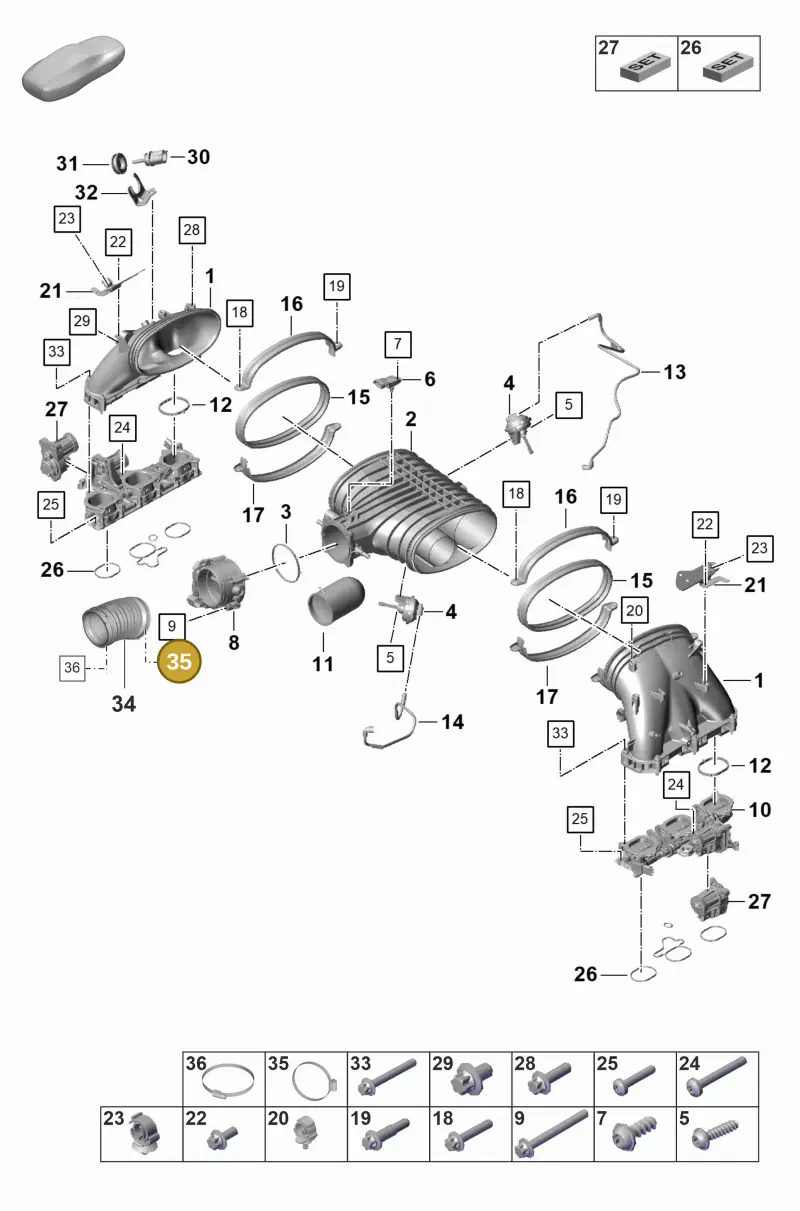 N0245085 — Porsche GT3 RS (2021-) diagram p59107100, position 35
