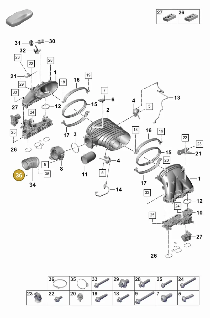 N0245133 — Porsche GT3 RS (2021-) diagram p59107100, position 36