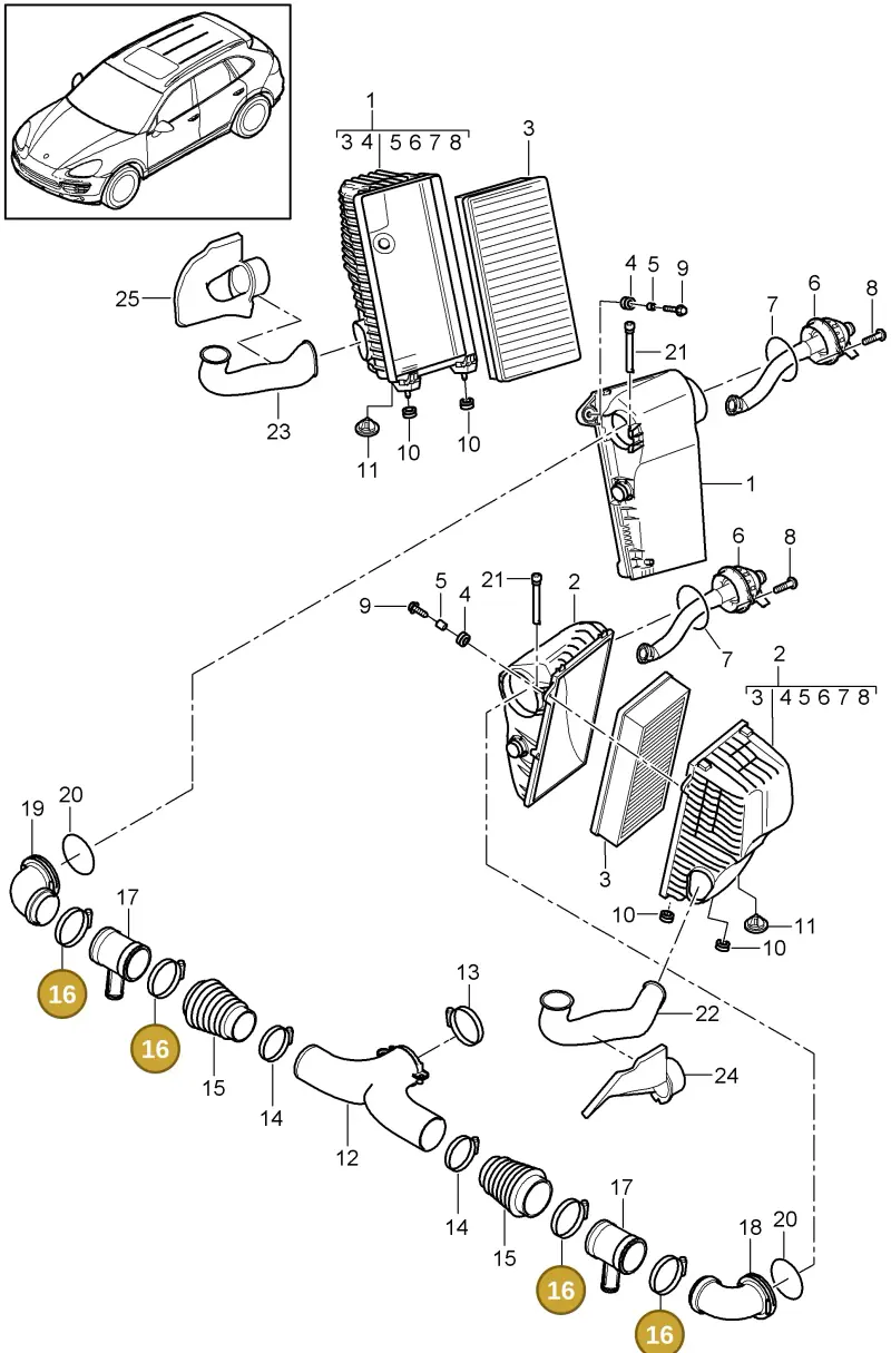 N0245264 — Porsche Cayenne (2010-2018) diagram p37106005, position 16
