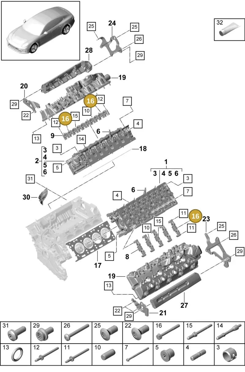 N10116103 — Porsche Panamera 4 Hybrid (2016-2020) diagram p49103010, position 16