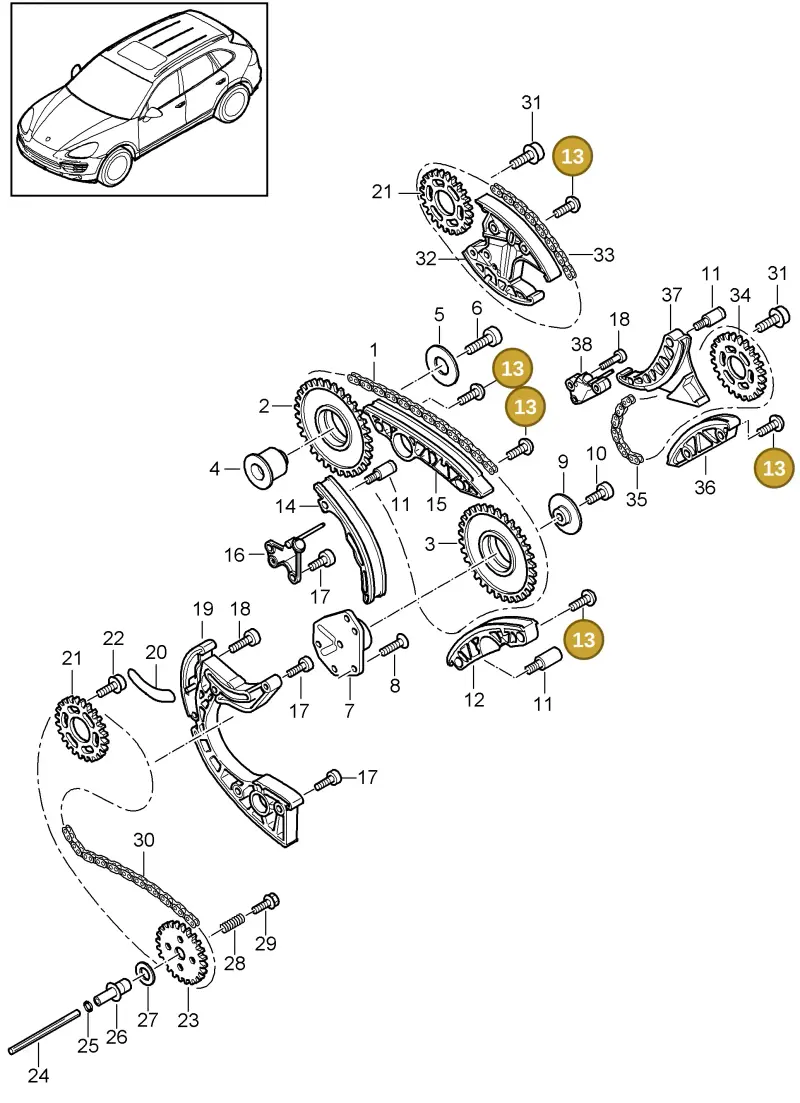 N10156205 — Porsche Cayenne (2010-2018) diagram p37103080, position 13