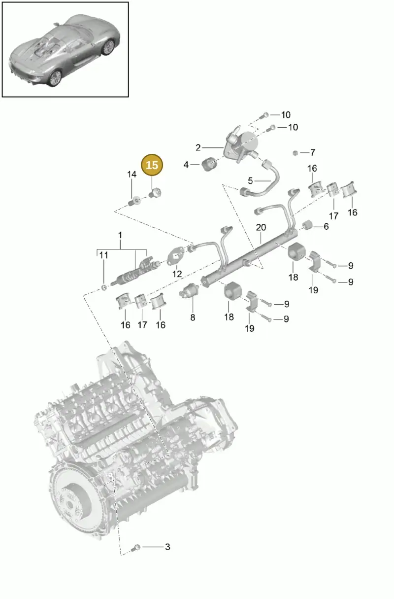 N10196105 — Porsche 918 Spyder (2014-2015) diagram p43107005, position 15