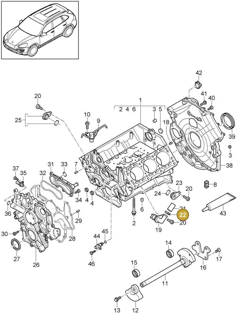N10202001 — Porsche Cayenne (2010-2018) diagram p37101065, position 22