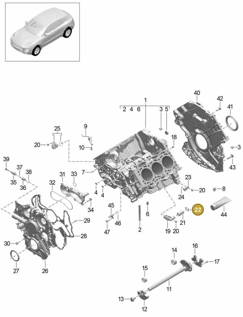 N10202001 — Porsche Macan GTS (2013-2018) diagram p44101040, position 22