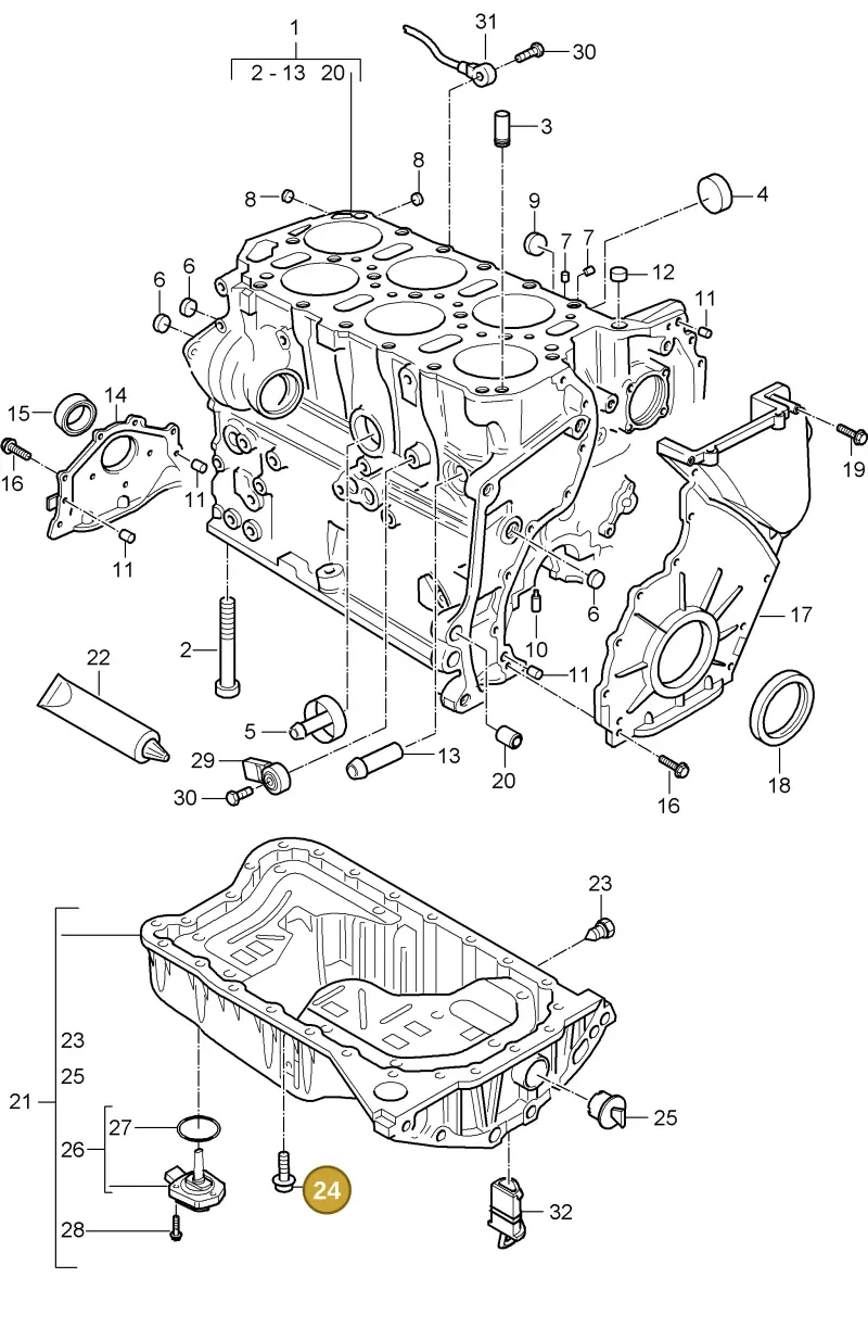 N10227803 — Porsche Cayenne (2002-2006) diagram p24101006, position 24