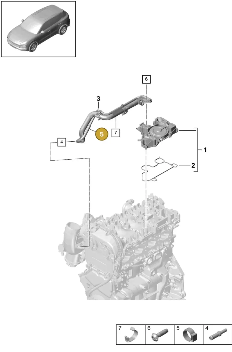 N10254901 — Porsche Cayenne Diesel V6 (2017-2023) diagram p51106050, position 5
