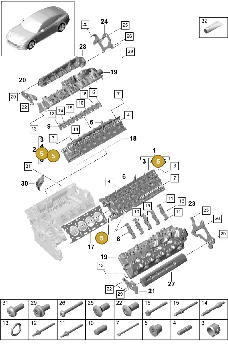 N10283304 — Porsche Panamera 4 Hybrid (2016-2020) diagram p49103010, position 5