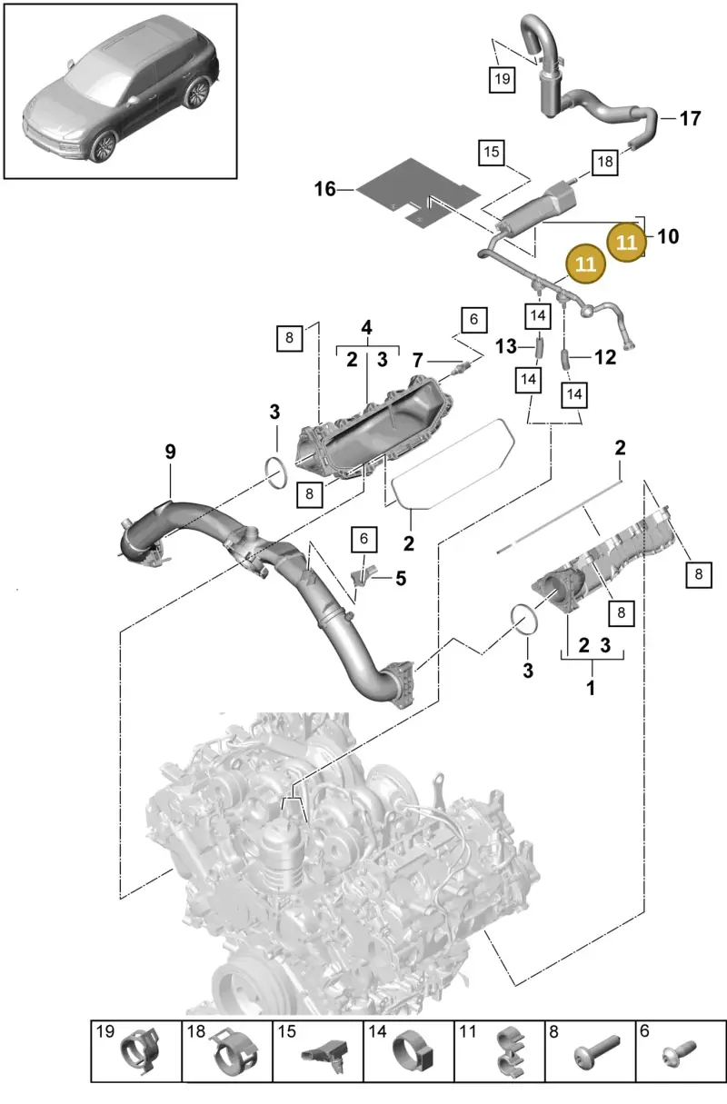 N10315002 — Porsche Cayenne Diesel V6 (2017-2023) diagram p51107035, position 11