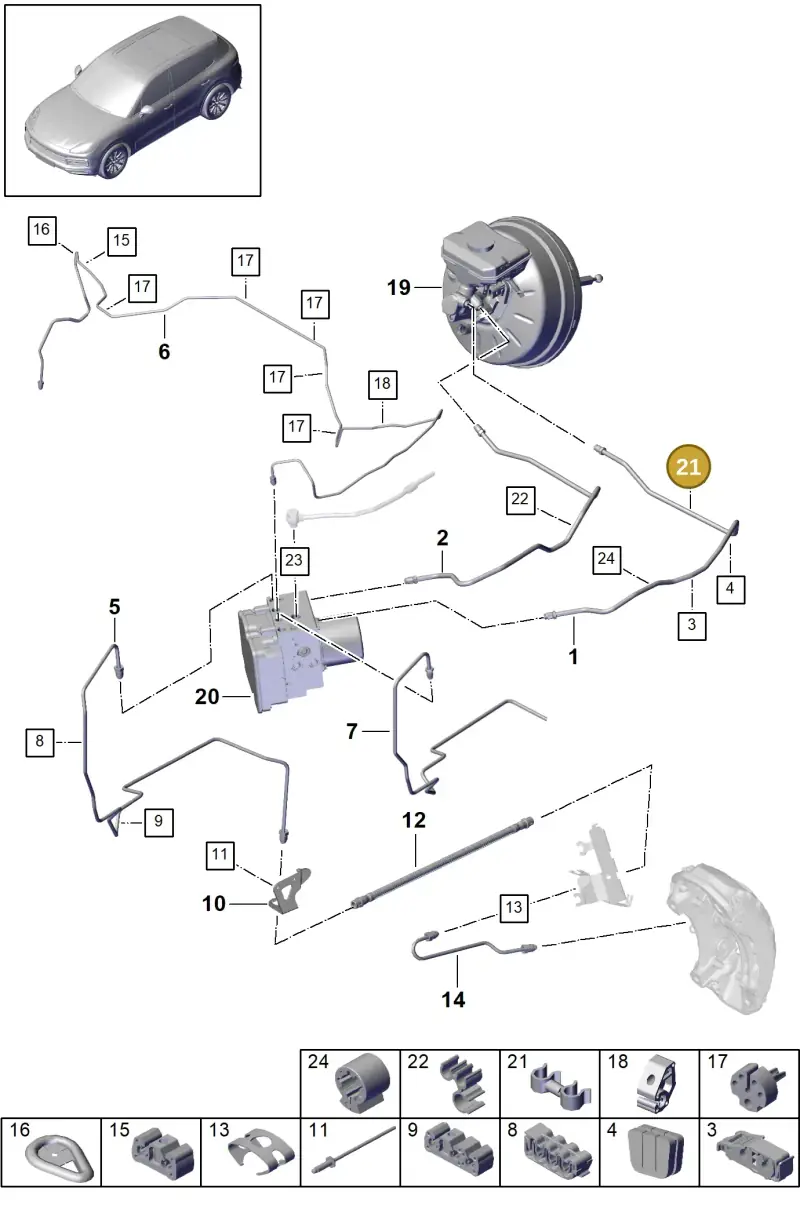 N10335501 — Porsche Cayenne Diesel V6 (2017-2023) diagram p51604010, position 21