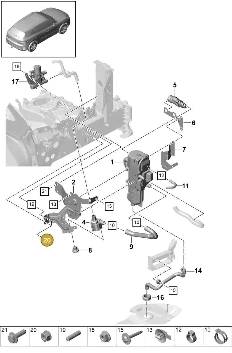 N10340103 — Porsche Cayenne Diesel V6 (2017-2023) diagram p51813085, position 20