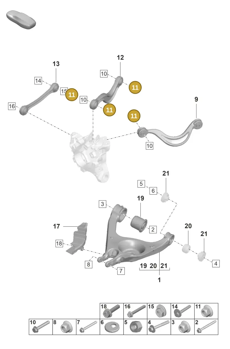 N10402904 — Porsche Panamera 4 Hybrid (2020-2023) diagram p58501050, position 11