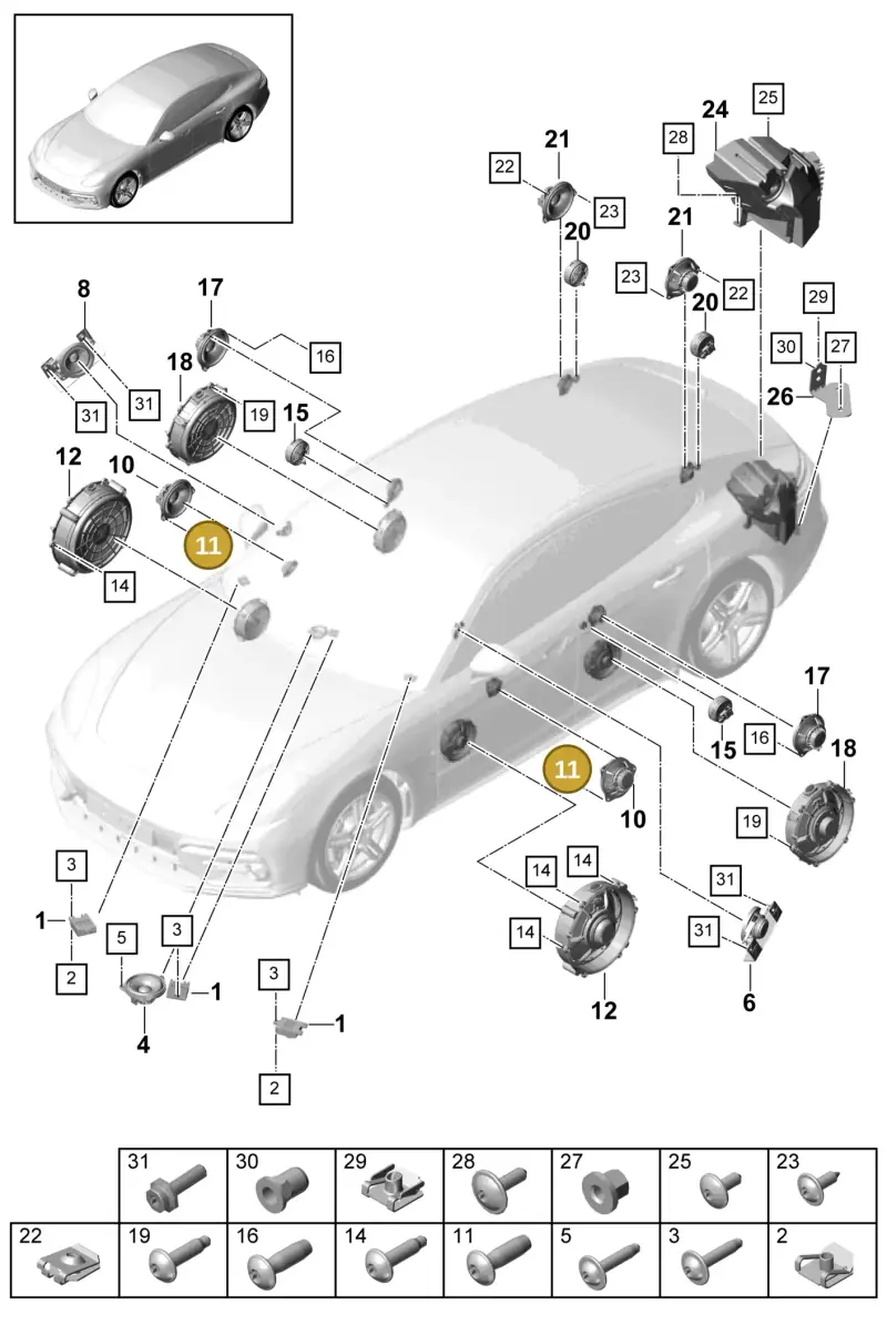 N10442003 — Porsche Panamera 4 Hybrid (2020-2023) diagram p49911025, position 11