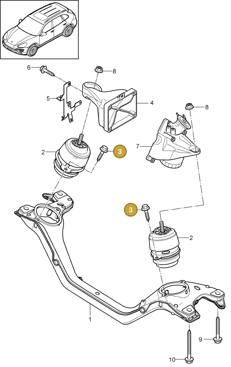 N10516702 — Porsche Cayenne (2010-2018) diagram p37109020, position 3