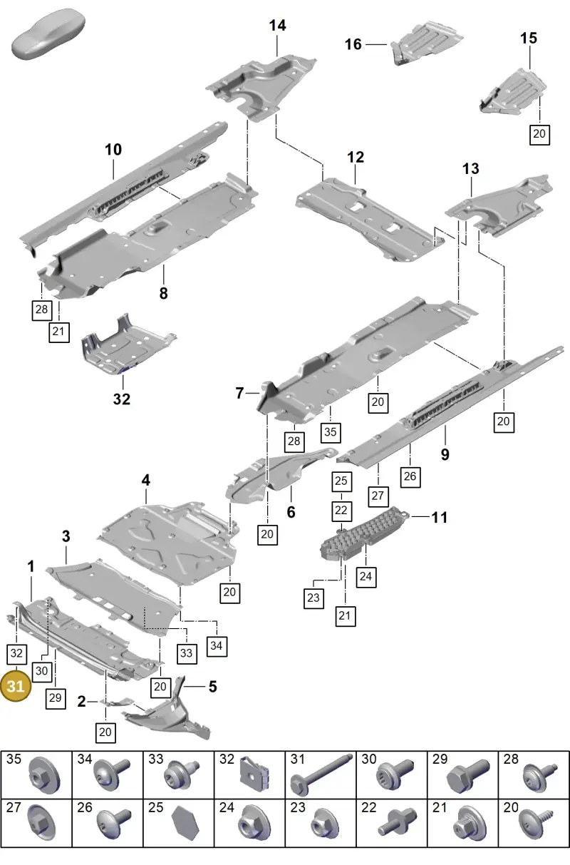 N10576702 — Porsche Cayenne Hybrid Coupe (2023-) diagram p60801700, position 31