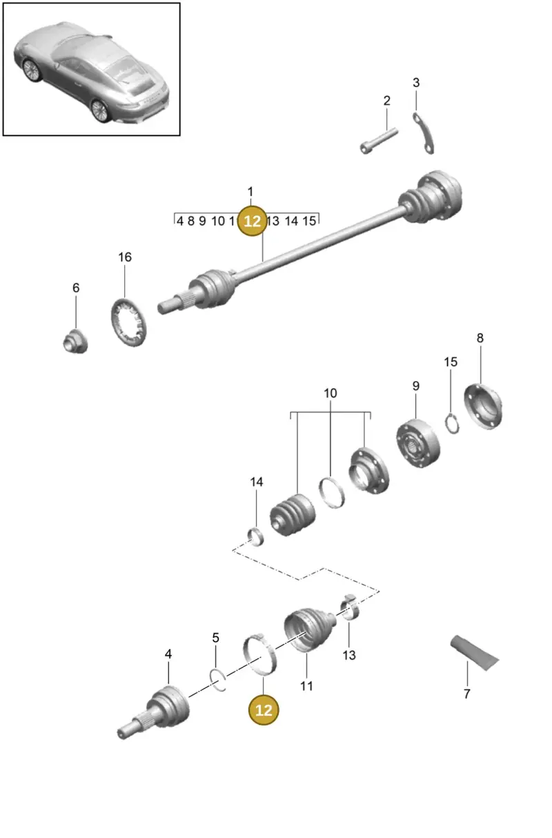 N10601501 — Porsche 991 II Carrera 4 (2016-2019) diagram p47401010, position 12