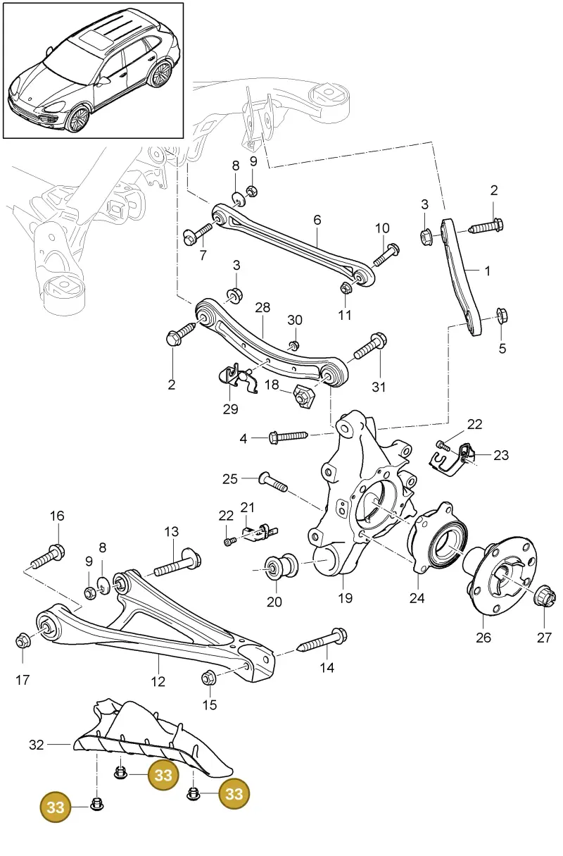 N10608501 — Porsche Cayenne (2010-2018) diagram p37501000, position 33