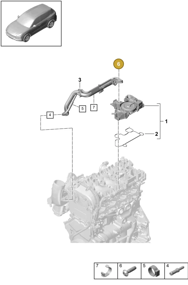 N10611201 — Porsche Cayenne Diesel V6 (2017-2023) diagram p51106050, position 6