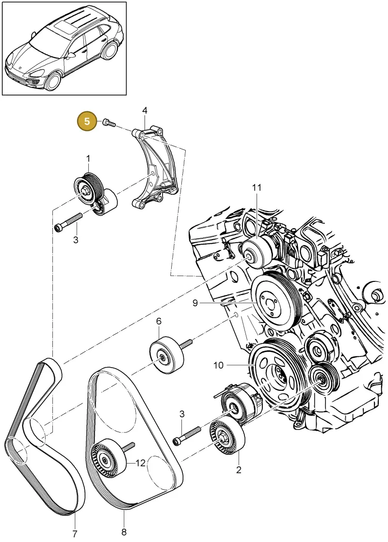 N10613901 — Porsche Cayenne (2010-2018) diagram p37102095, position 5