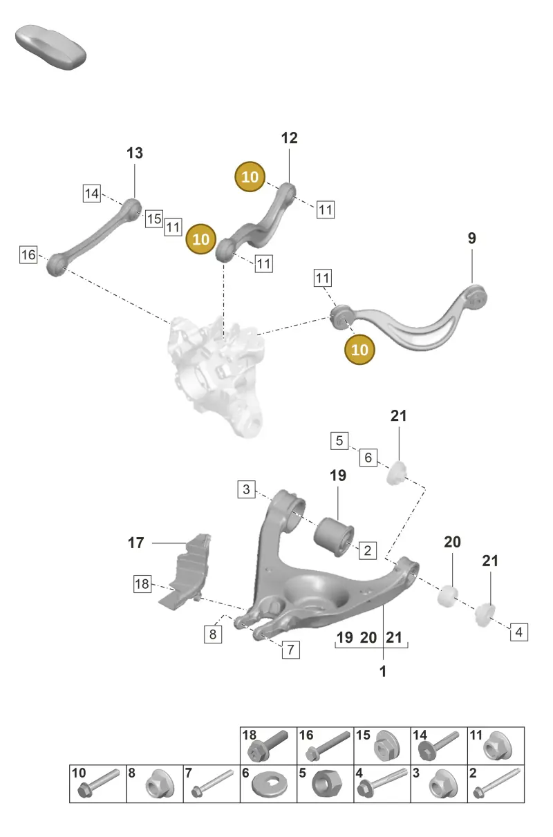N10628601 — Porsche Panamera 4 Hybrid (2020-2023) diagram p58501050, position 10