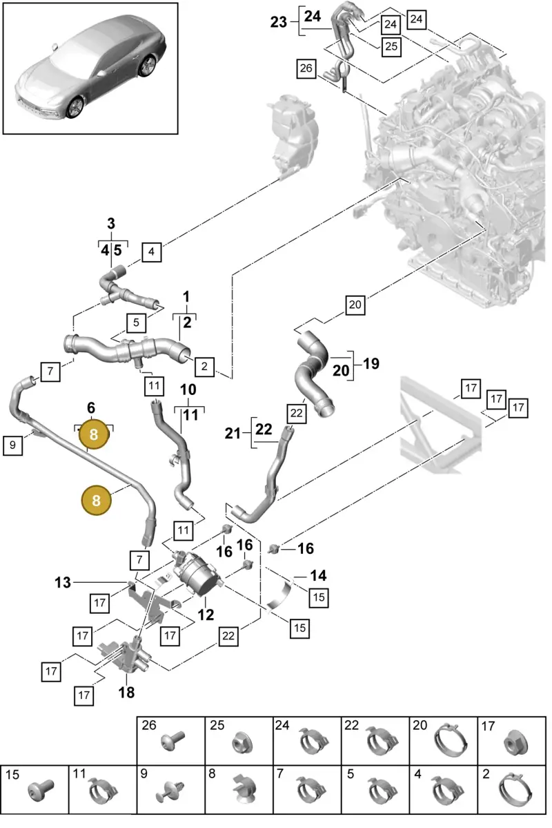N10649101 — Porsche Panamera 4 Hybrid (2016-2020) diagram p49105081, position 8