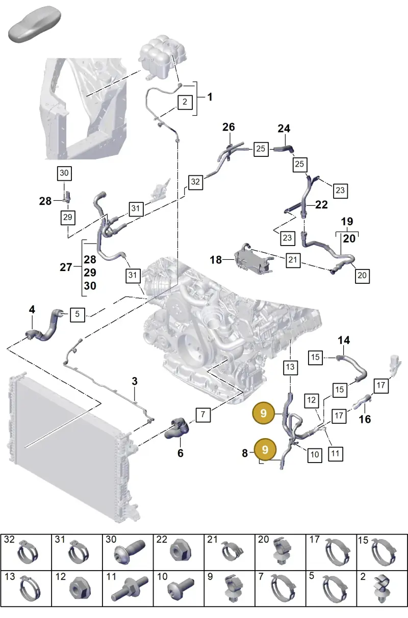 N10660001 — Porsche Cayenne Hybrid Coupe (2023-) diagram p60105325, position 9