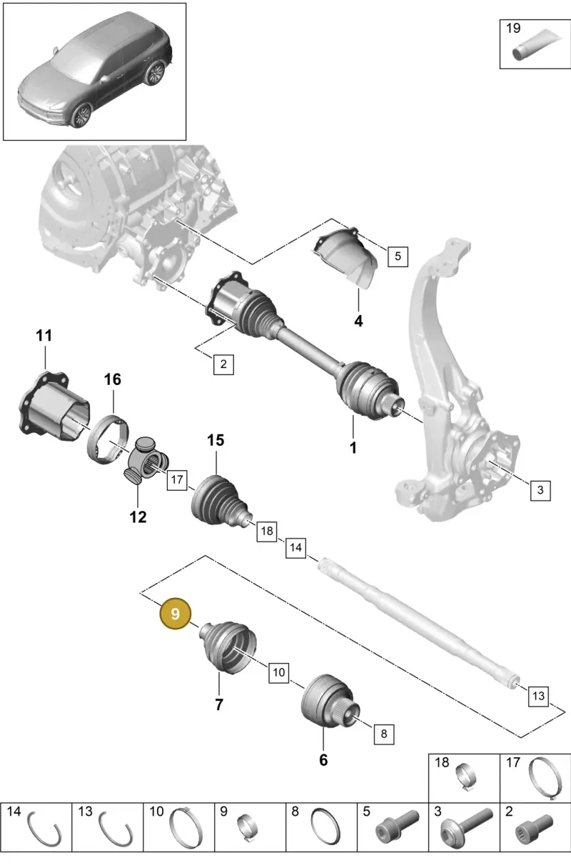 N10740201 — Porsche Cayenne Diesel V6 (2017-2023) diagram p51401030, position 9