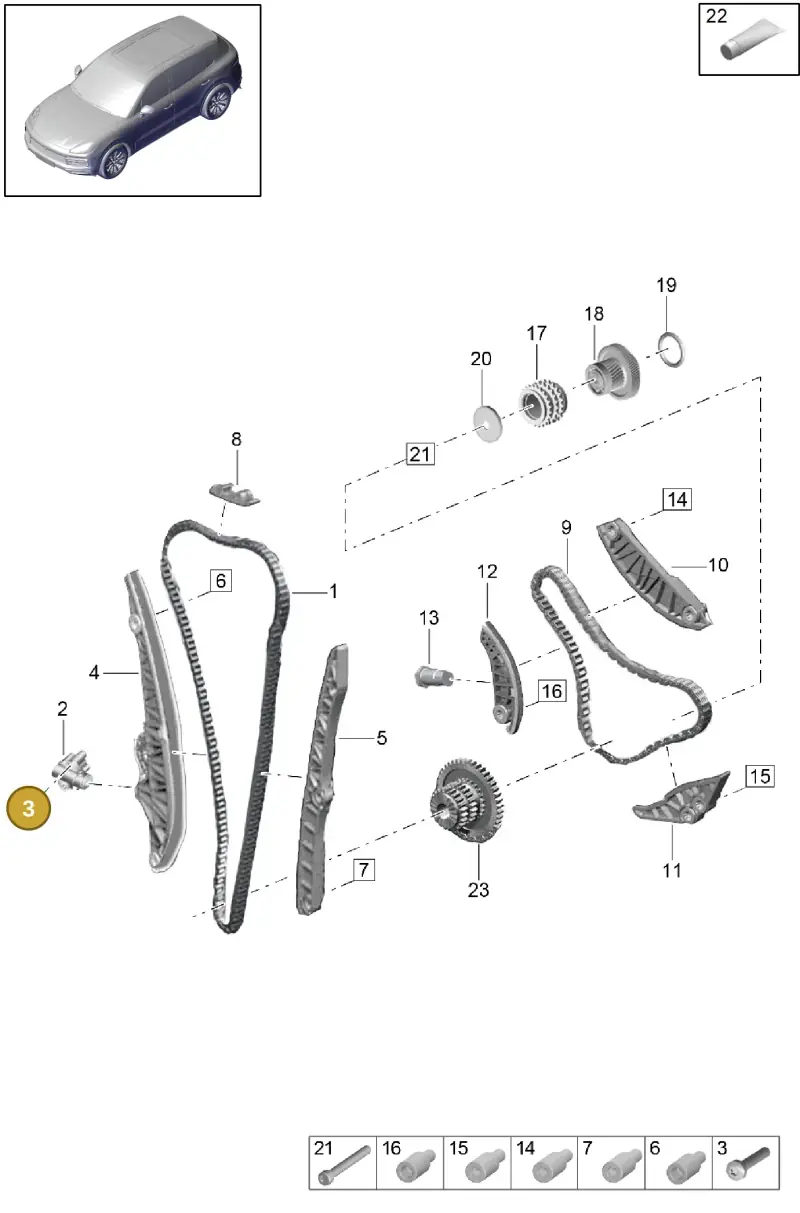 N10765401 — Porsche Cayenne Diesel V6 (2017-2023) diagram p51103085, position 3