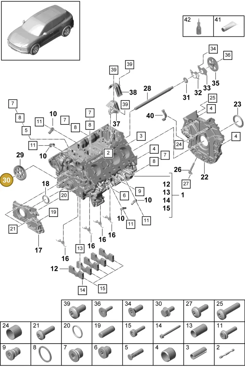 N10768201 — Porsche Cayenne Diesel V6 (2017-2023) diagram p51101050, position 30