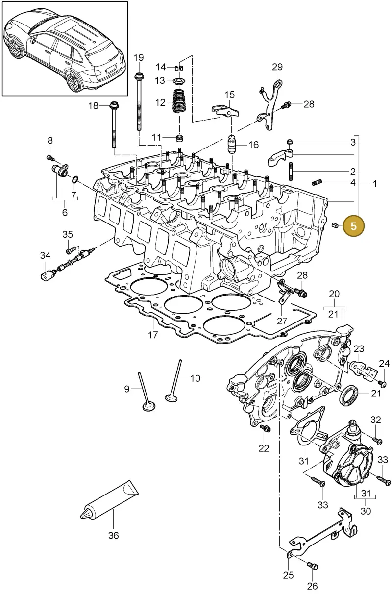 N90332701 — Porsche Cayenne (2010-2018) diagram p37103005, position 5